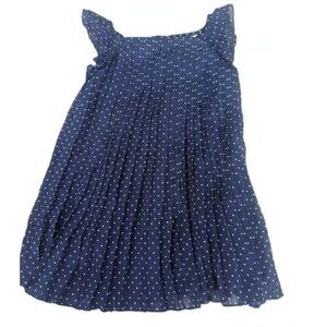 H&M Blue white Polka Dot Pleated Chiffon Pinafore Toddler Dress 2/3 Years